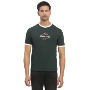 Copy of Contrast Rib Textured T-Shirt_emerald green_1