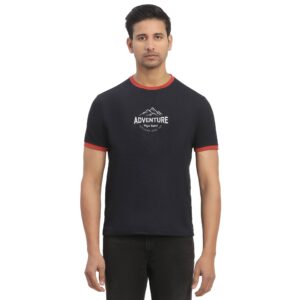 Copy of Contrast Rib Textured T-Shirt_navy_1