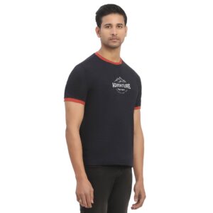 Copy of Contrast Rib Textured T-Shirt_navy_2