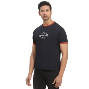Copy of Contrast Rib Textured T-Shirt_navy_3