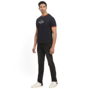 Copy of Contrast Rib Textured T-Shirt_navy_5