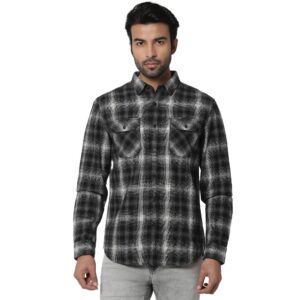 Copy of Heavy Herringbone Plaid Shirt_black_1