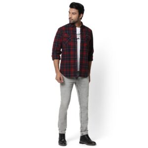 Copy of Heavy Herringbone Plaid Shirt_red_5